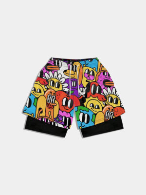Men’s Graffiti Print 2 in 1 Shorts