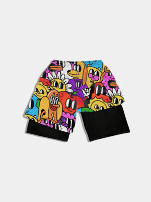 Men’s Graffiti Print 2 in 1 Shorts (2)