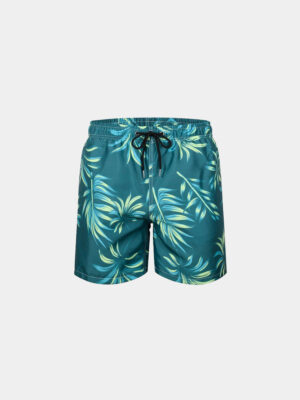 Men’s Green Tropical Print Beach Shorts