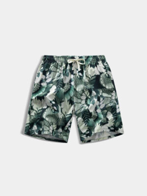 Men’s Tropical Print Drawstring Beach Shorts
