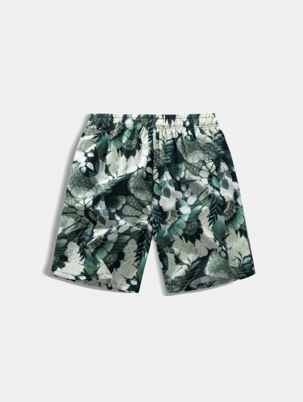Men’s Tropical Print Drawstring Beach Shorts