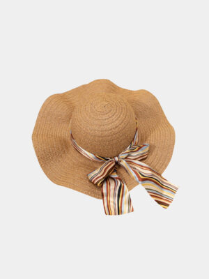 Women's Khaki Bow Straw Hat