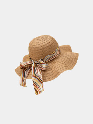 Women’s Khaki Bow Straw Hat (2)