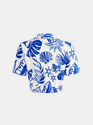 Women’s Seashell Print Twist Neck Summer Shirt (2)