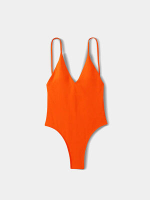 Women’s Solid High Cut One-Piece Swimsuit