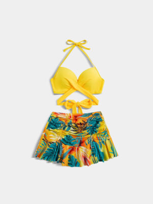 Women’s Tropical Ruffle Skort Bikini Set