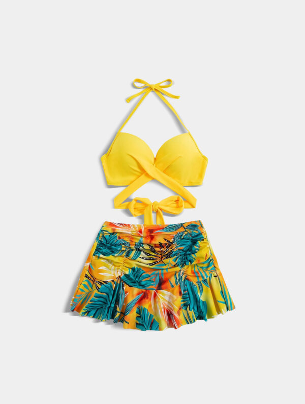 Women’s Tropical Ruffle Skort Bikini Set