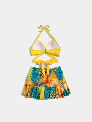 Women’s Tropical Ruffle Skort Bikini Set (2)
