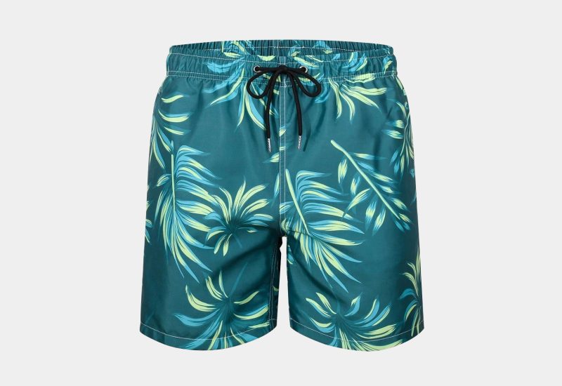 Men’s Green Tropical Print Beach Shorts (1)